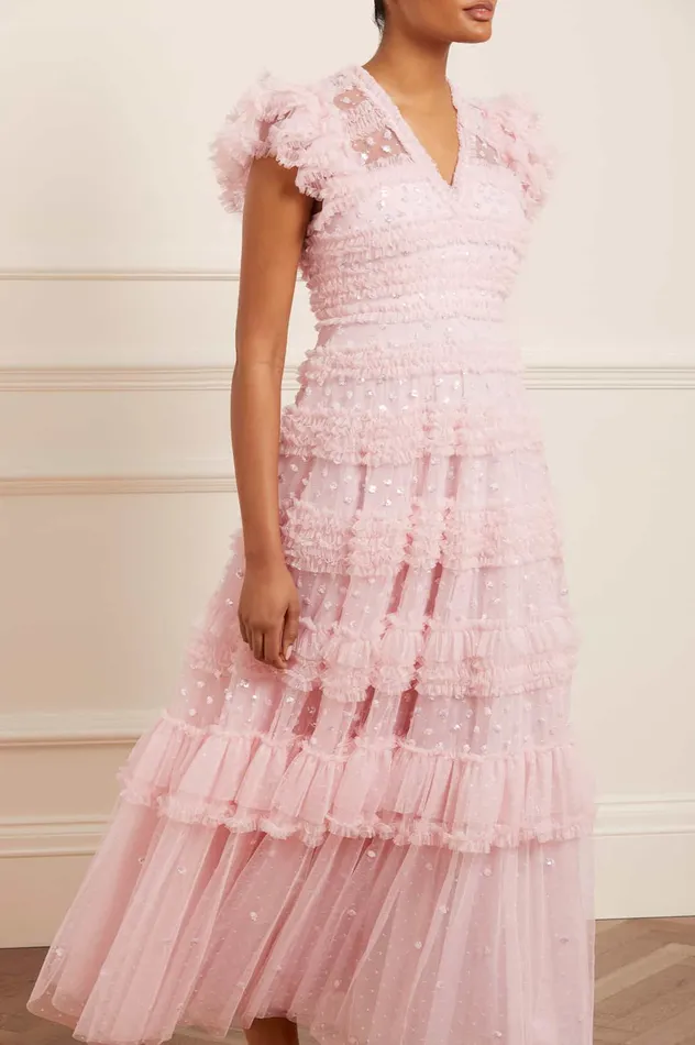 Needle and Thread Vivian VNeck Gown Pink Women Embellished Dresses