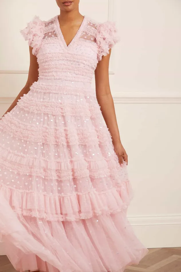 Needle and Thread Vivian VNeck Gown Pink Women Embellished Dresses Needle and Thread Vivian VNeck Gown Pink Women Embellished Dresses