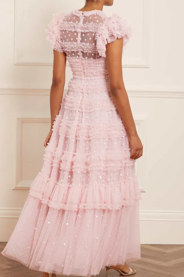 Needle and Thread Vivian VNeck Gown Pink Women Embellished Dresses Needle and Thread Vivian VNeck Gown Pink Women Embellished Dresses