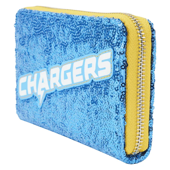NFL Los Angeles Chargers Sequin Zip Around Wallet Unisex Loungefly Bags and Wallets NFL Los Angeles Chargers Sequin Zip Around Wallet Unisex Loungefly Bags and Wallets