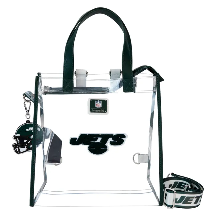 NFL New York Jets Clear Convertible Backpack and Tote Bag Unisex Loungefly Backpacks NFL New York Jets Clear Convertible Backpack and Tote Bag Unisex Loungefly Backpacks