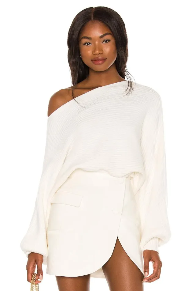 Olivia Off Shoulder Sweater White Women Lovers and Friends Sweaters and Knits