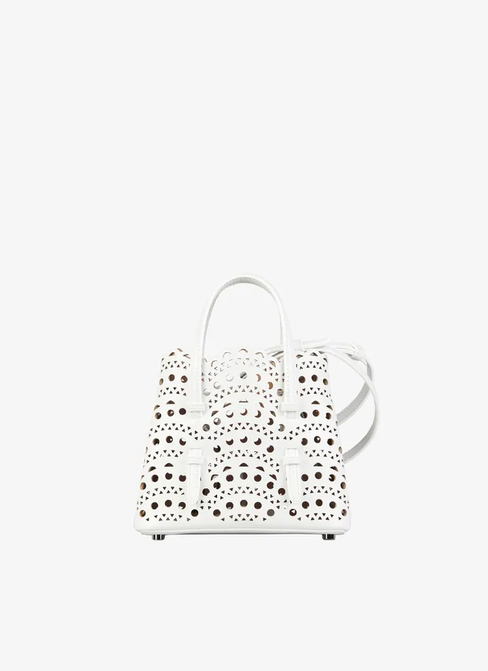 Optic White Mina 16 Bag Vienne Wave Calfskin Women Alaa Tote Bags