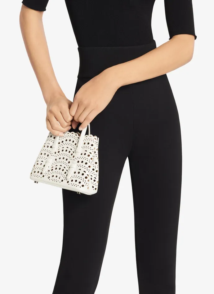 Optic White Mina 16 Bag Vienne Wave Calfskin Women Alaa Tote Bags Optic White Mina 16 Bag Vienne Wave Calfskin Women Alaa Tote Bags