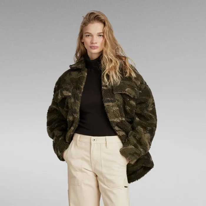 Overshirts Women GStar RAW Oversized Teddy Overshirt Turf Woodland Camo