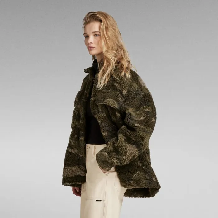 Overshirts Women GStar RAW Oversized Teddy Overshirt Turf Woodland Camo
