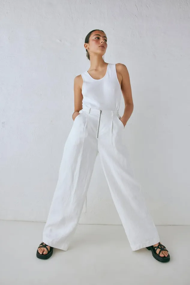 Pants Women VRG GRL Nahna Linen Pants White