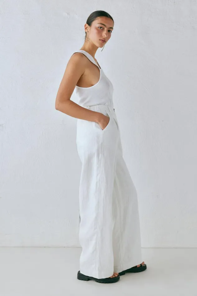 Pants Women VRG GRL Nahna Linen Pants White