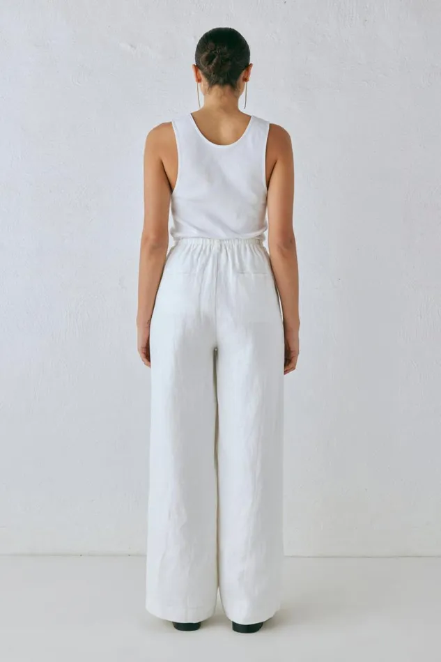 Pants Women VRG GRL Nahna Linen Pants White