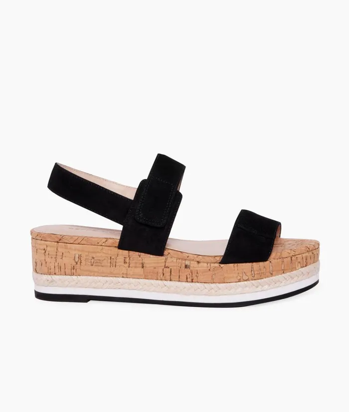 Pelle Moda Potter Wedge 8211 Black Black Kid Suede Women Wedges
