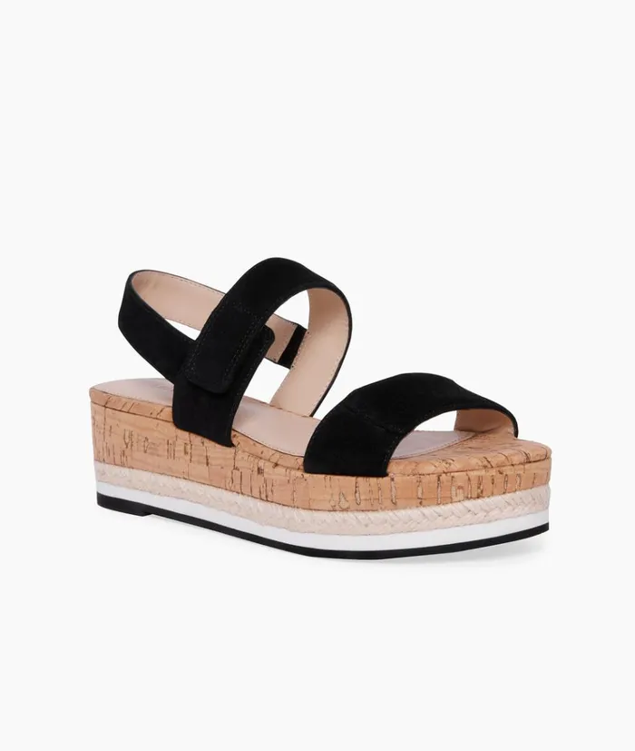 Pelle Moda Potter Wedge 8211 Black Black Kid Suede Women Wedges