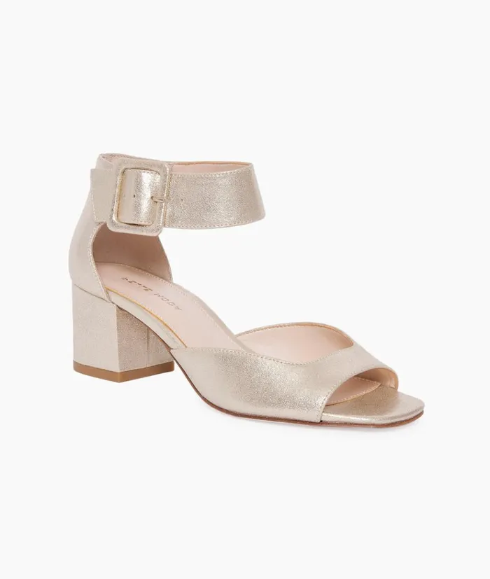 Pelle Moda Uliss Low Heel 8211 Gold Platinum Gold Metallic Suede Women Low Heels