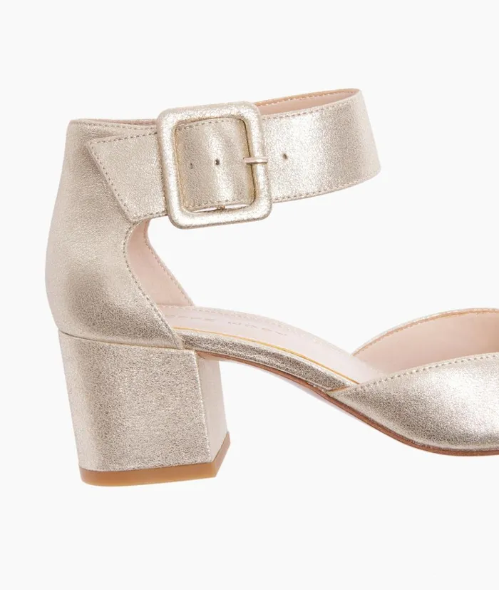 Pelle Moda Uliss Low Heel 8211 Gold Platinum Gold Metallic Suede Women Low Heels