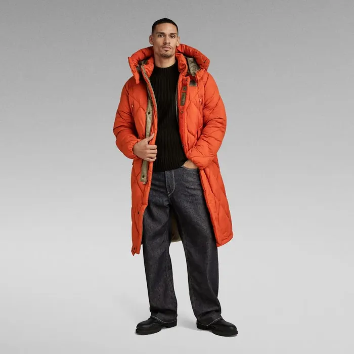 Puffer Jackets Men GStar RAW G Whistler XL Long Blanket Puffer Coat Rooibos Tea