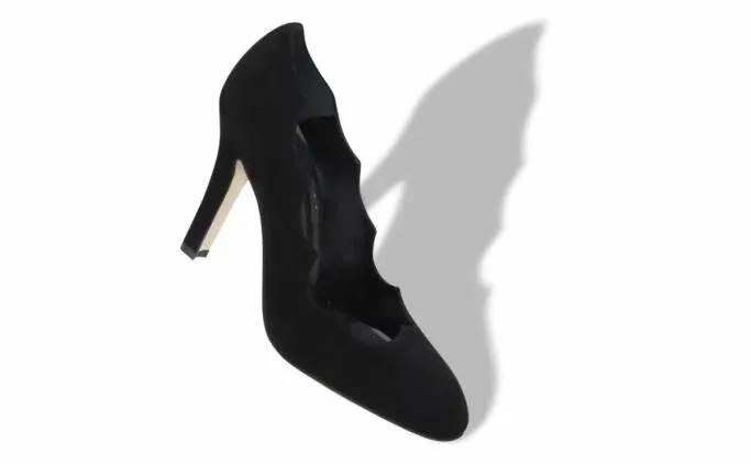 Pumps Women Manolo Blahnik MANDEMBEBlack Suede Serrated Pumps