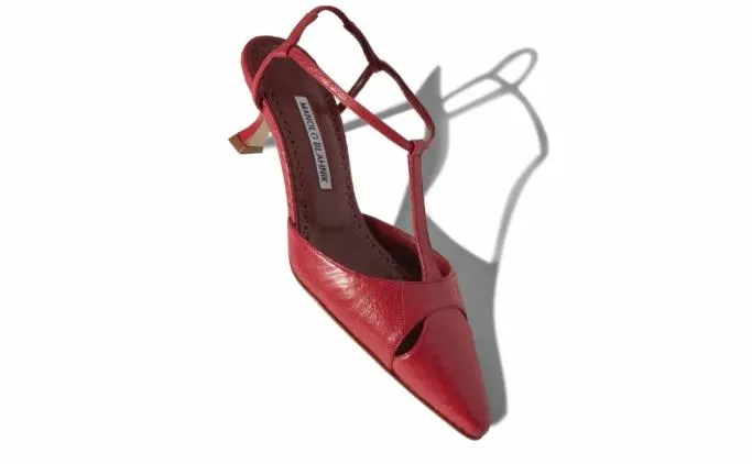 Pumps Women Manolo Blahnik TURGIMODRed Snakeskin TBar Pumps