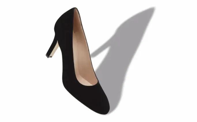 Pumps Women Manolo Blahnik VERINBlack Suede Round Toe Pumps