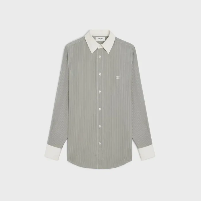 Romy Shirt In Striped Silk Gris Claircraieanthracite Women CELINE SHIRTS AND TOPS Romy Shirt In Striped Silk Gris Claircraieanthracite Women CELINE SHIRTS AND TOPS