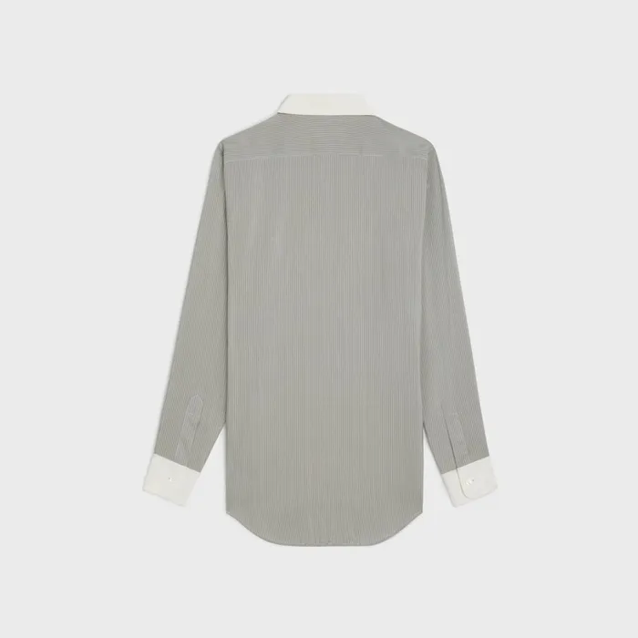 Romy Shirt In Striped Silk Gris Claircraieanthracite Women CELINE SHIRTS AND TOPS