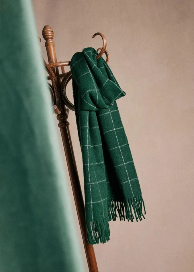 Szane Accessories Mens Vick Scarf Ecru Tile Green