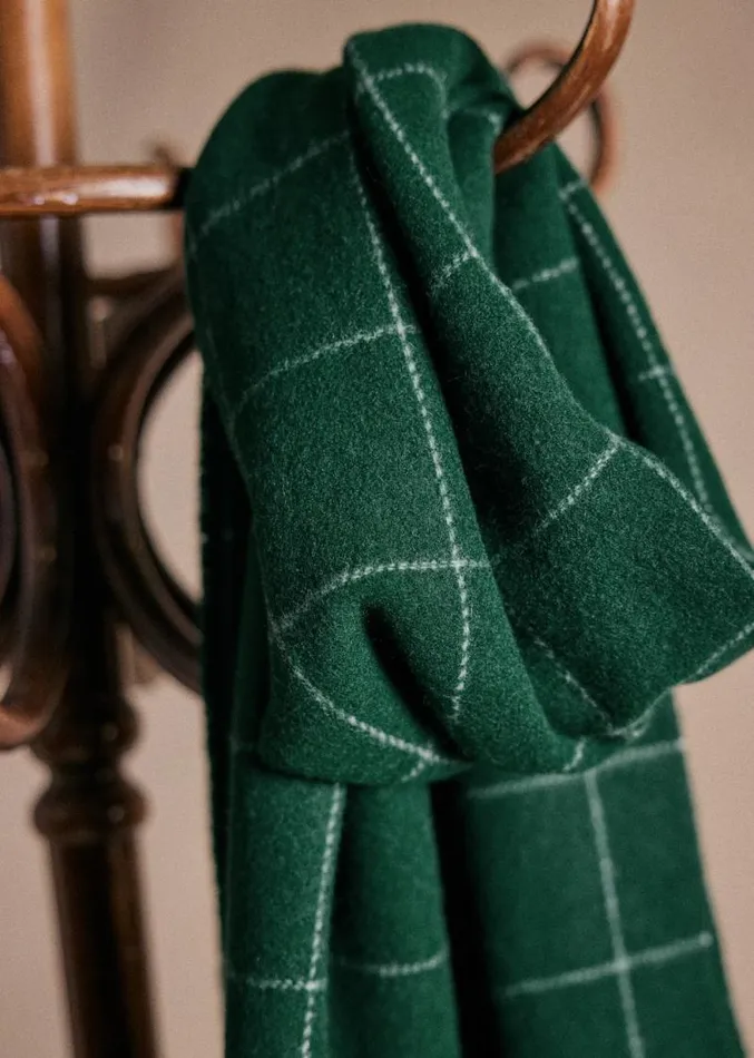 Szane Accessories Mens Vick Scarf Ecru Tile Green
