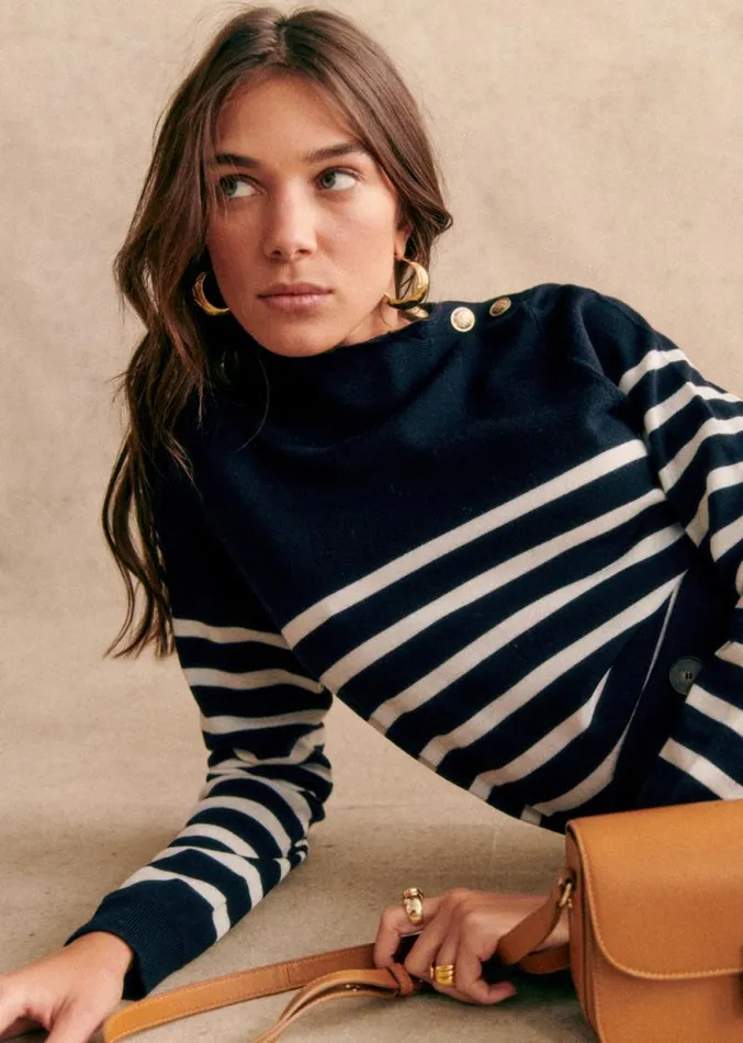 Szane Knitwear Womens Jacob Jumper Navy Ecru