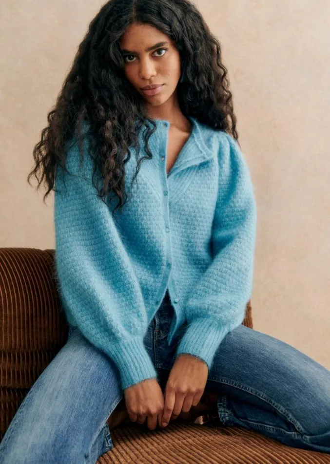 Szane Knitwear Womens Solena Cardigan Blue Lagoon
