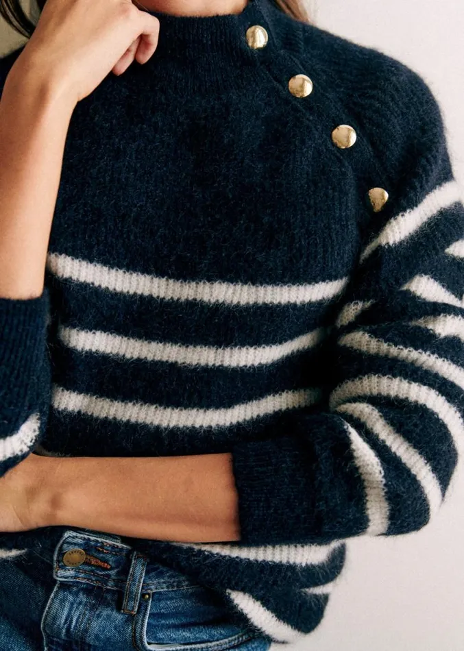 Szane Knitwear Womens Trudy Jumper Navy Ecru