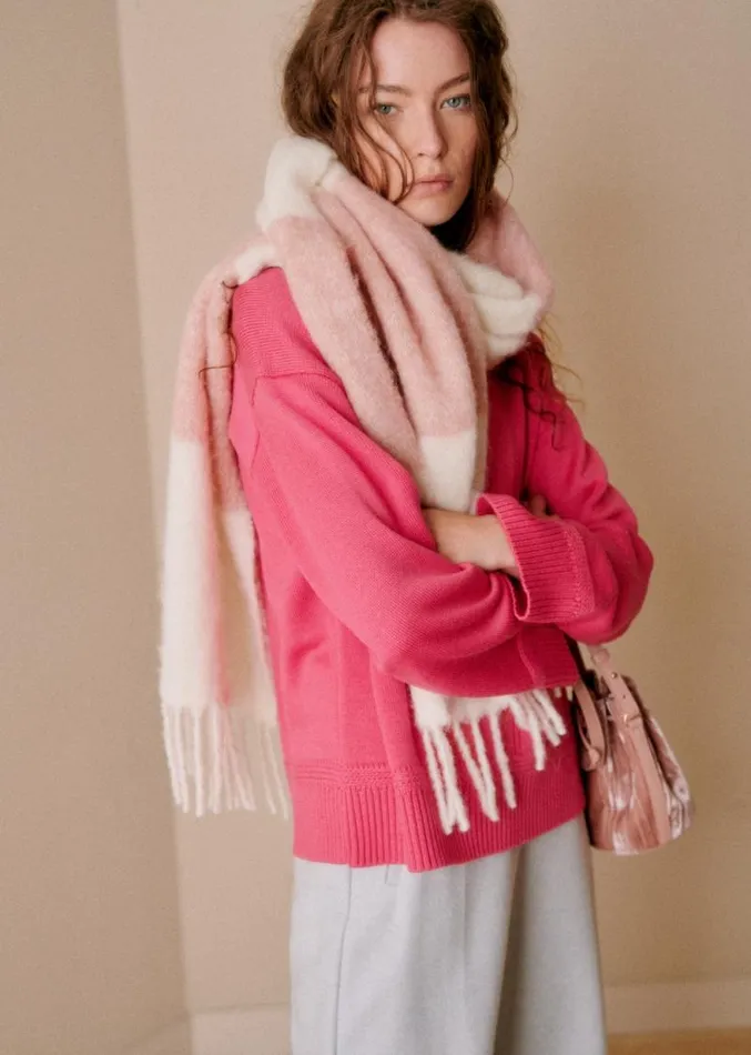 Szane Scarves Womens Louise Scarf Pastel Pink Ecru Stripes