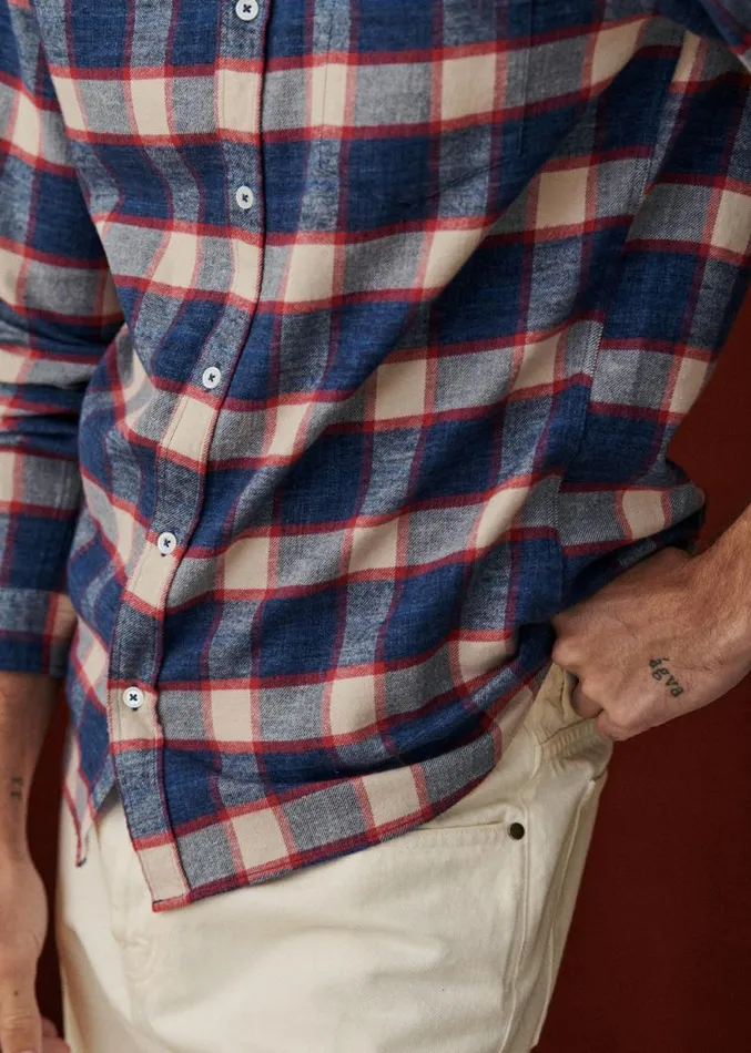 Szane Shirts Mens Checked Flannel Charlie Shirt Blue Beige Red