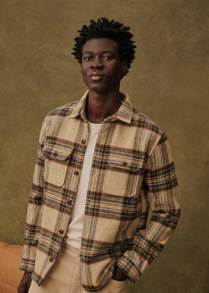 Szane Shirts Mens Lellan Shirt Multico Beige Tiles