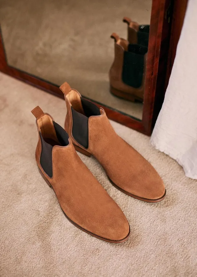 Szane Shoes Mens Woody Mid Boots Camel Suede