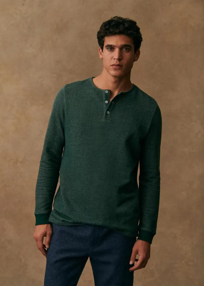 Szane TShirts and Sweatshirts Mens Spike Henley Green