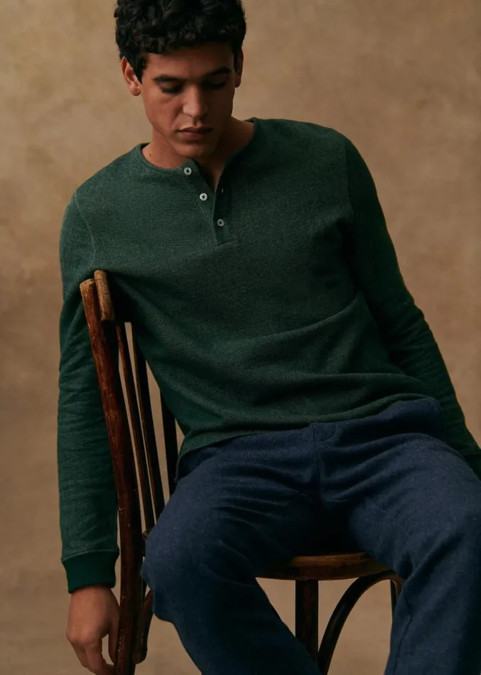 Szane TShirts and Sweatshirts Mens Spike Henley Green
