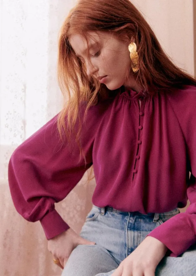 Szane Tops Womens Loubna Blouse Raspberry