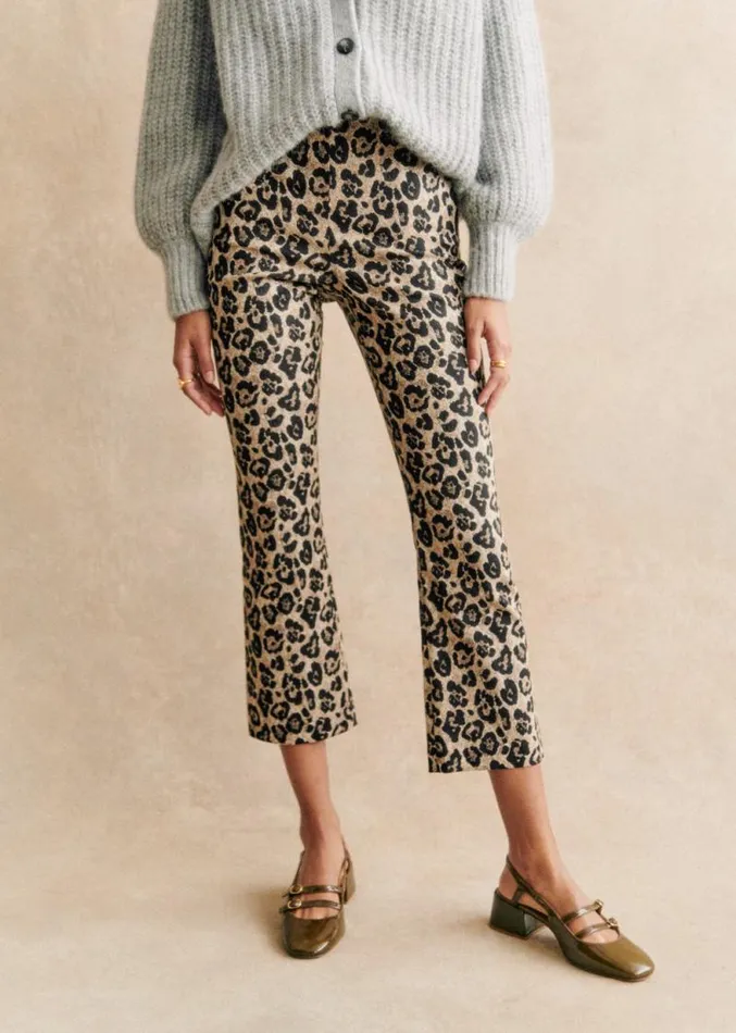 Szane Trousers and Jumpsuits Womens Ciara Trousers Jacquard Leopard Print