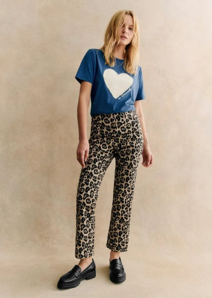 Szane Trousers and Jumpsuits Womens Ciara Trousers Jacquard Leopard Print