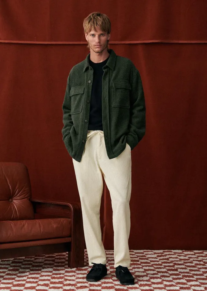 Szane Trousers Mens Agnel Cord Trousers Ecru