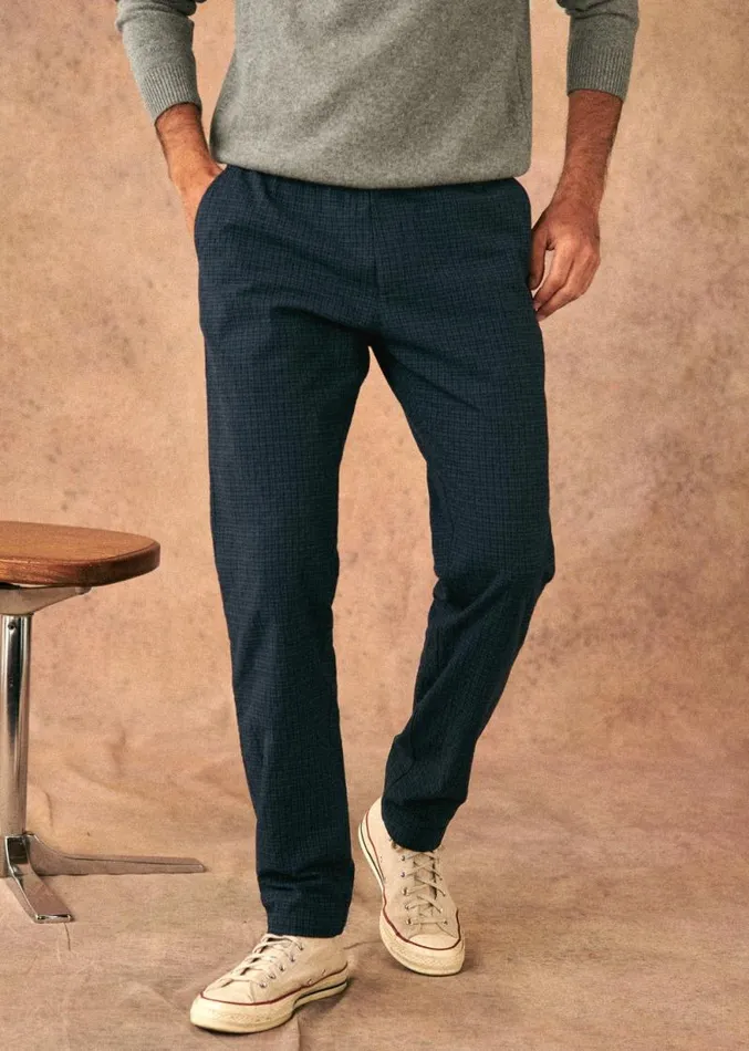 Szane Trousers Mens Danny Trousers Blue Check Print