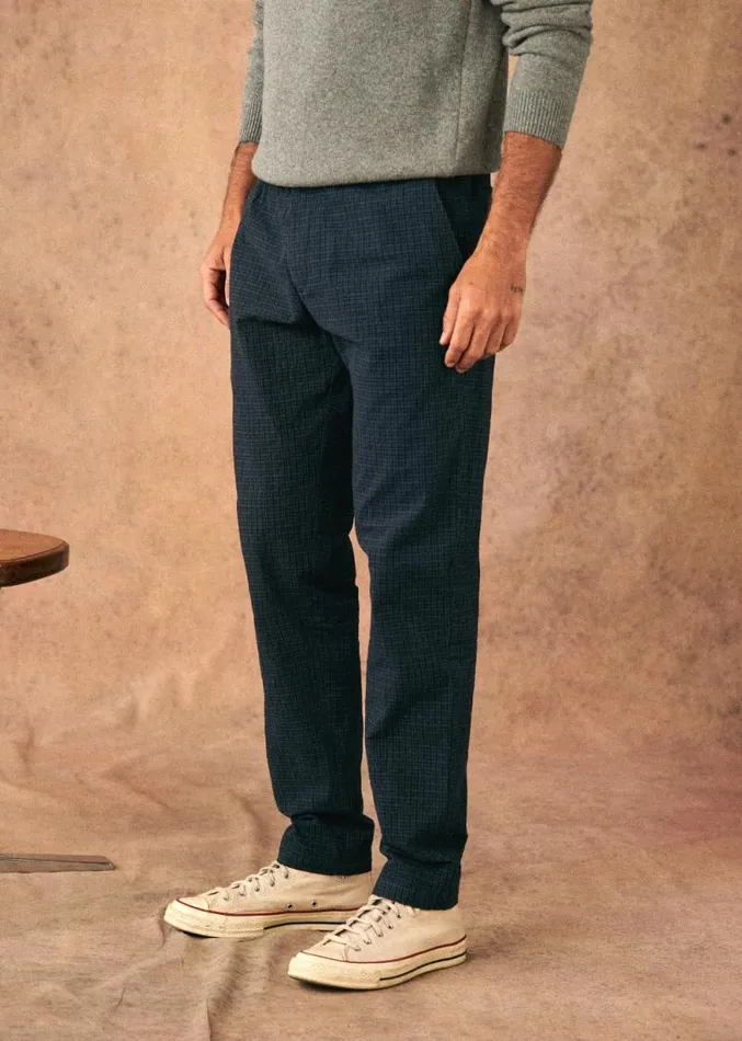 Szane Trousers Mens Danny Trousers Blue Check Print