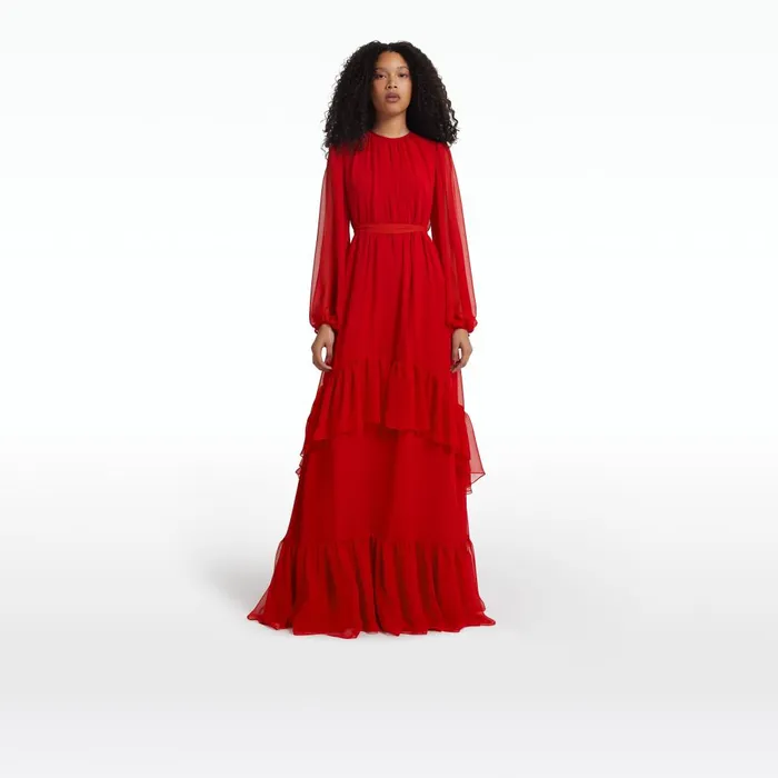 Safiyaa Affiyah Lacquer Red Long Dress Women Dresses