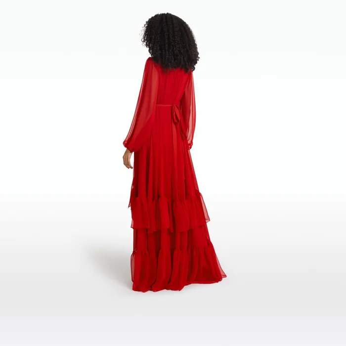 Safiyaa Affiyah Lacquer Red Long Dress Women Dresses