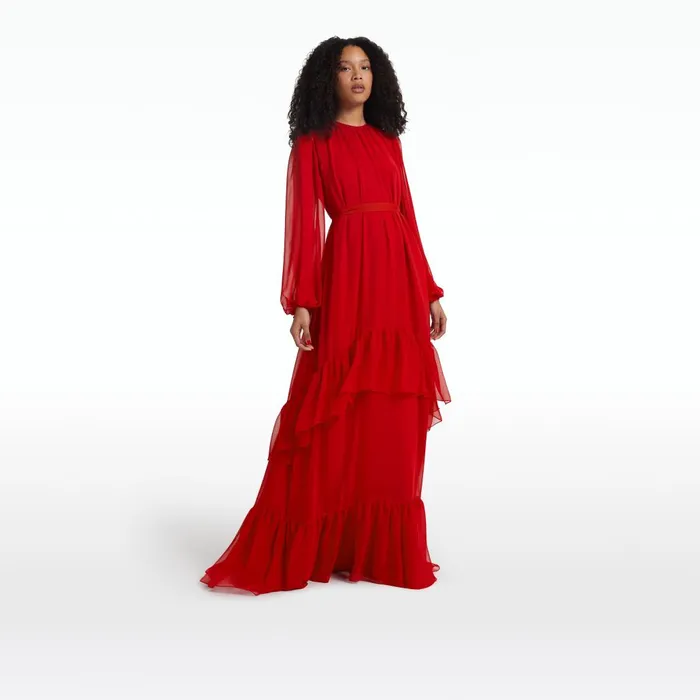 Safiyaa Affiyah Lacquer Red Long Dress Women Dresses