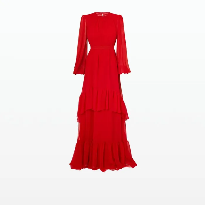 Safiyaa Affiyah Lacquer Red Long Dress Women Dresses