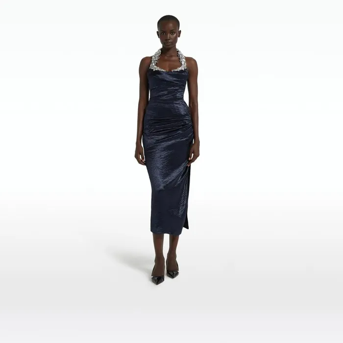 Safiyaa Azra Maritime Midi Dress Women Dresses