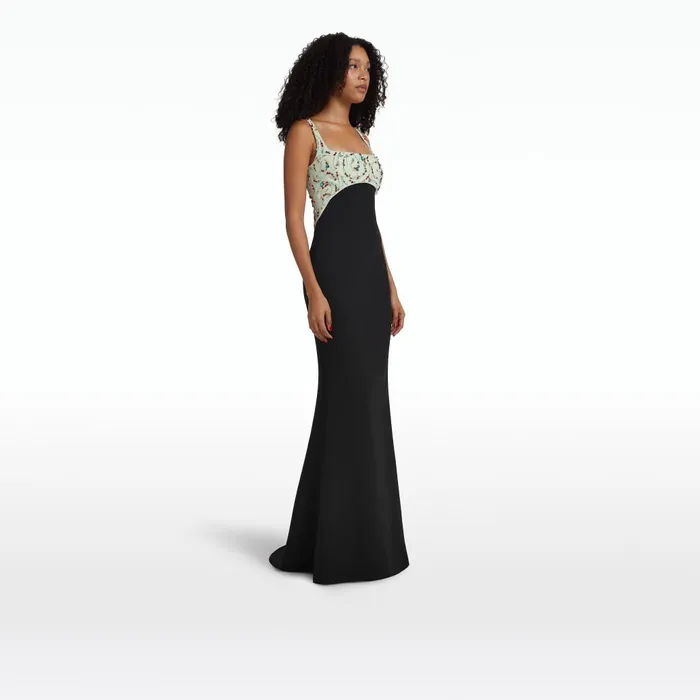 Safiyaa Ezda Black and Spearmint Long Dress Women Dresses