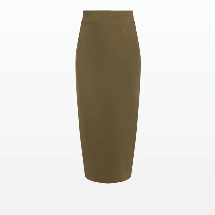Safiyaa Hokoku Khaki Pencil Skirt Women Skirts