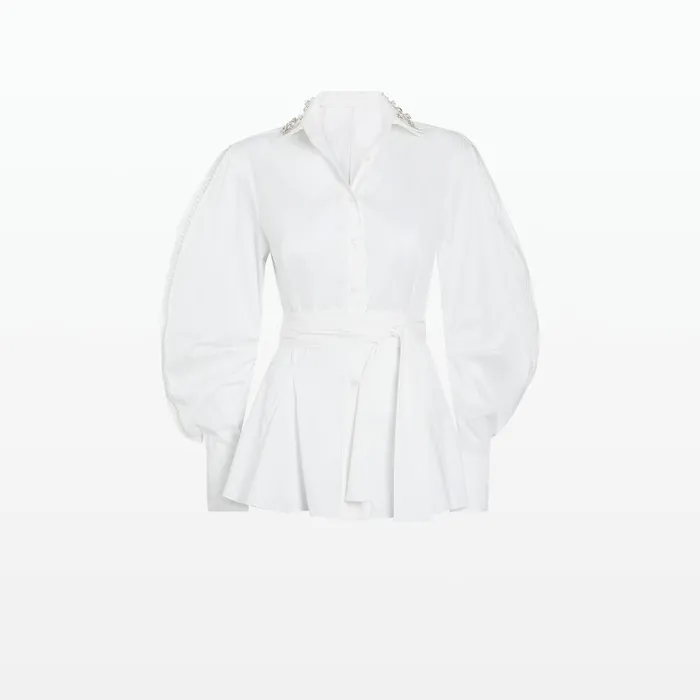 Safiyaa Kathryn Embroidered Ivory Top Women Tops