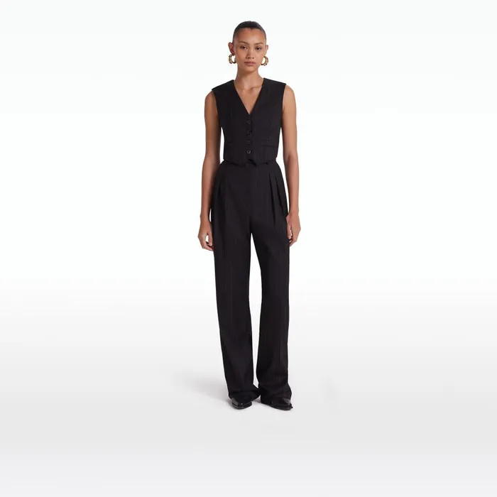 Safiyaa Lana Black Waistcoat Women Tops