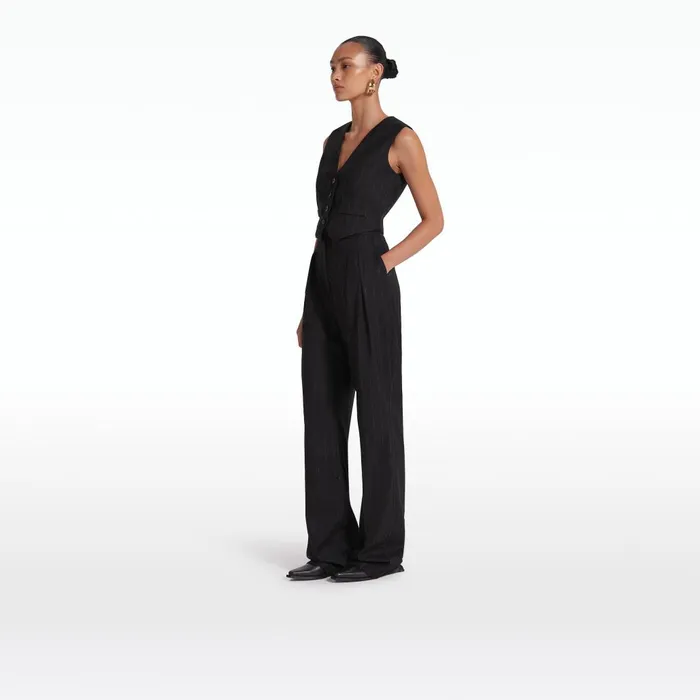 Safiyaa Lana Black Waistcoat Women Tops